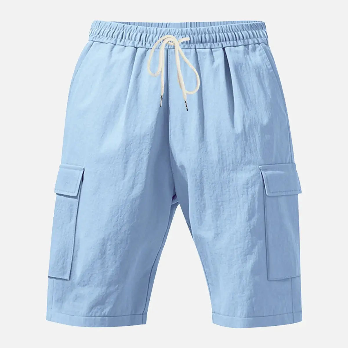 Men's Solid Color Linen Shorts Waist Drawstring Cargo Shorts ElevenOasis