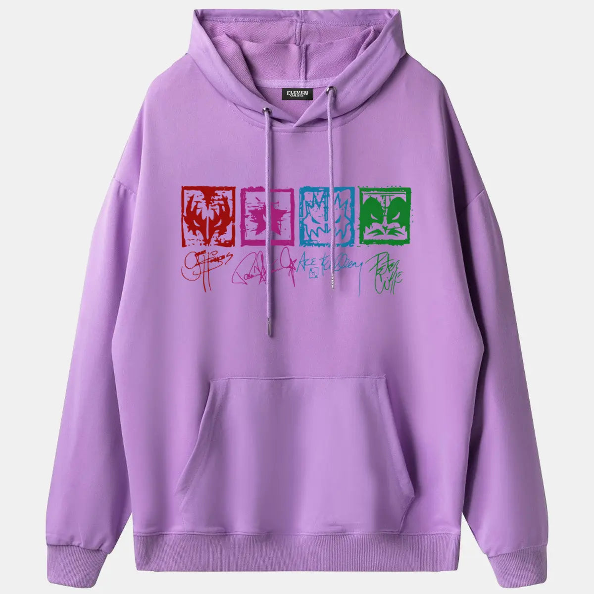 KISS Band Member Faces Vintage Graphic Hoodie Eleven Oasis