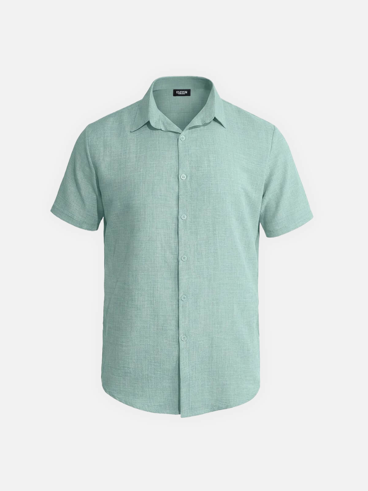 Men's Tonal Button Linen-Blend Short Sleeve Shirt Eleven Oasis