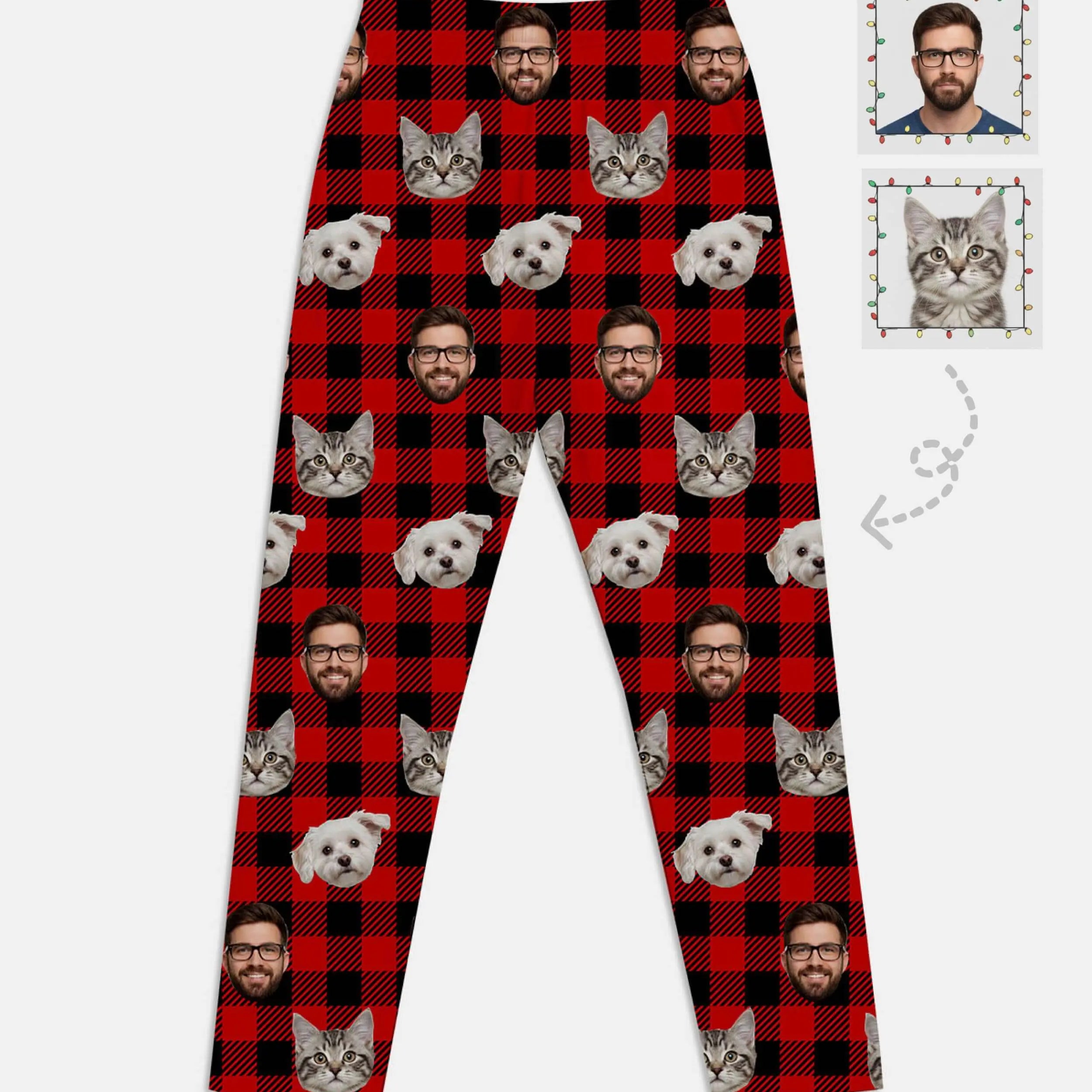 Custom Face Pajama Set - Red Plaid Eleven Oasis