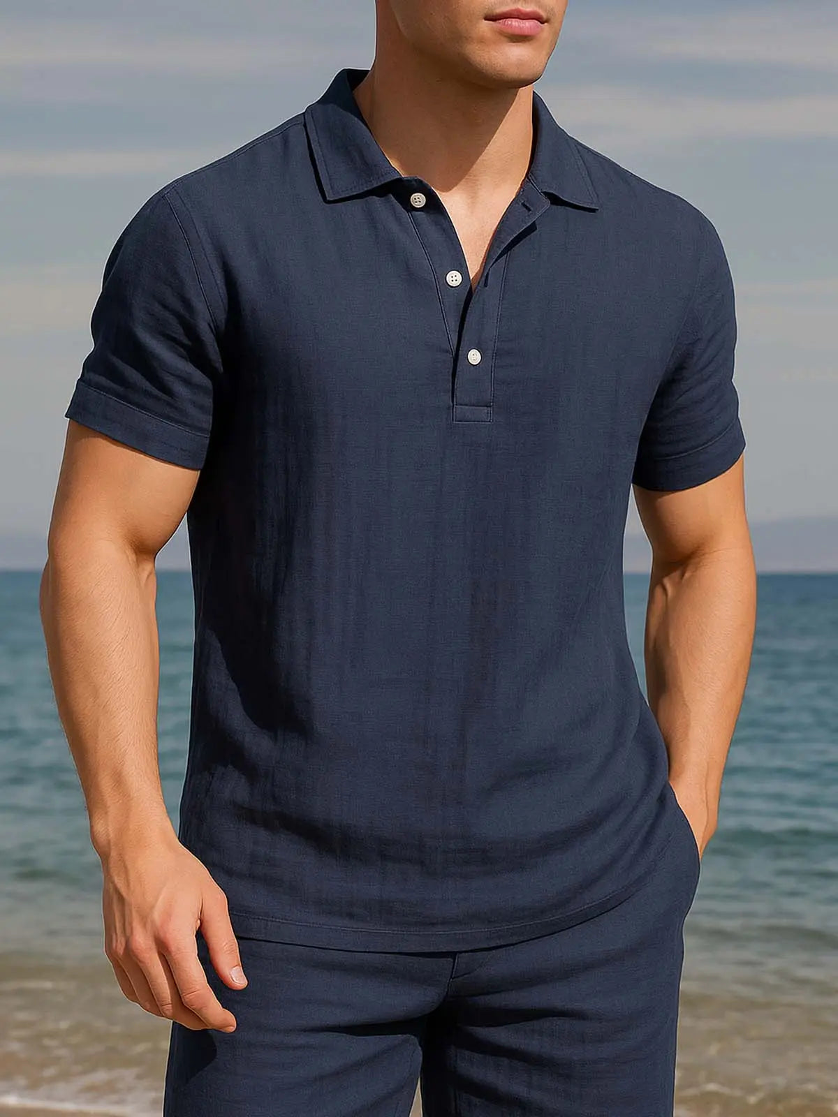 Men's Linen Blend Polo Shirt Eleven Oasis