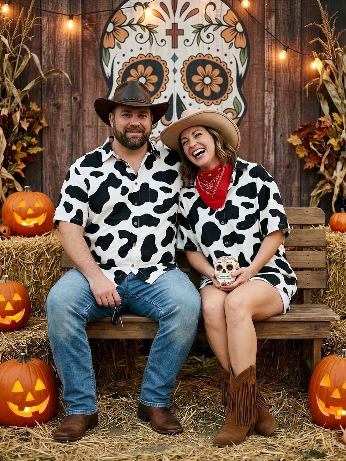 Tall Men's Cow Print Short Sleeve Shirt Eleven Oasis