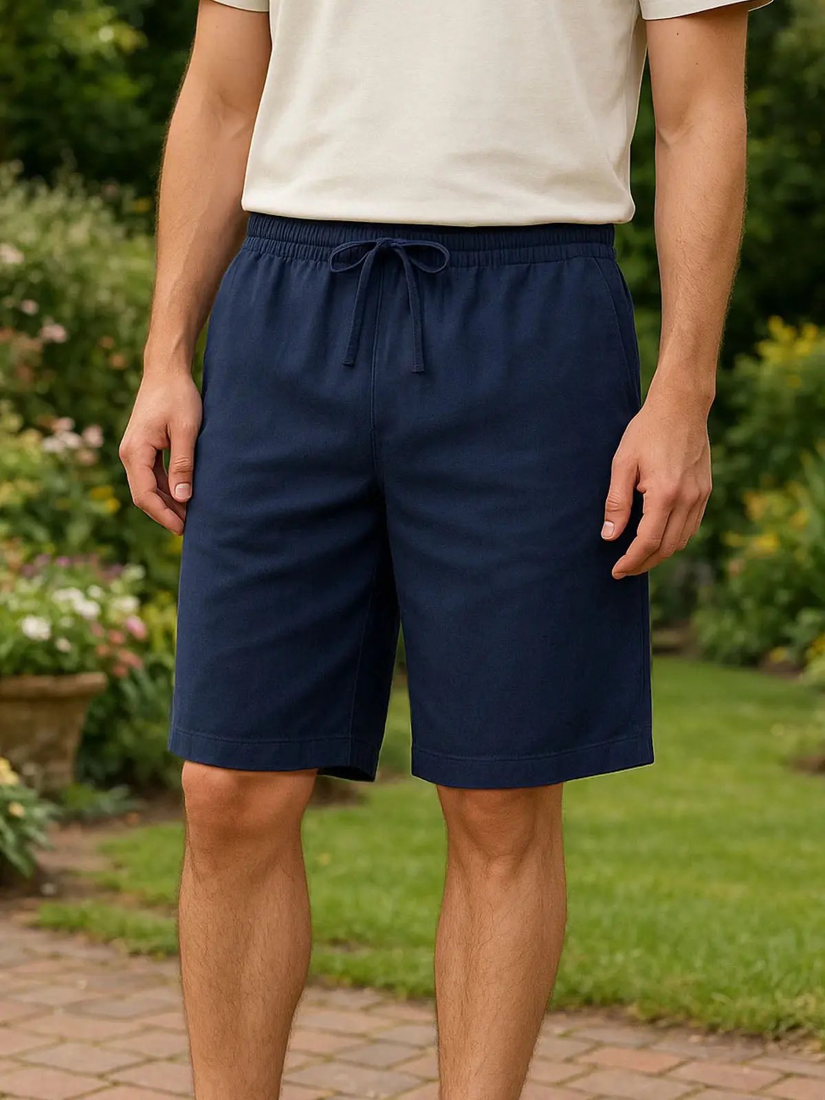 Men's Linen Blend Elastic Waist Shorts Eleven Oasis