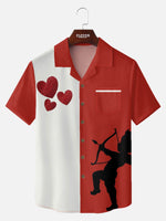 Tall Men's Cupid Heart Panel Short Sleeve Shirt Eleven Oasis