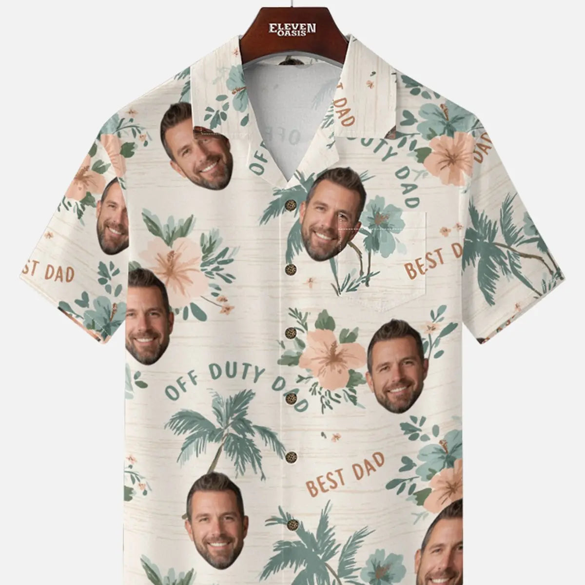 Men's Custom Face "Best Dad" Hawaiian Short Sleeve Shirt Eleven Oasis