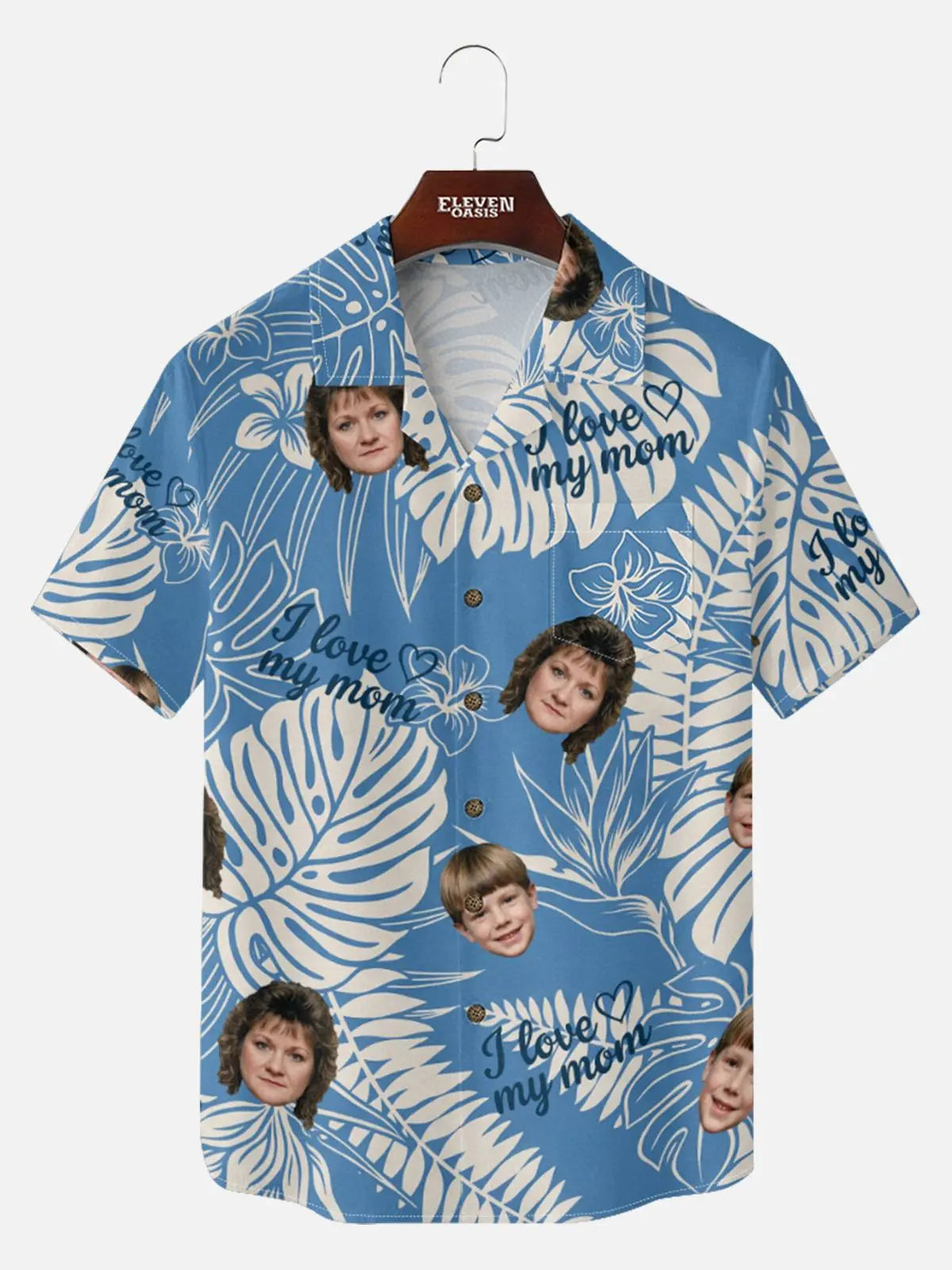 Tall Men's Custom Mom Photo Print Short Sleeve Shirt Eleven Oasis