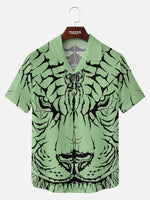 Men's Abstract Tiger & Web Graphic Short Sleeve Shirt Eleven Oasis