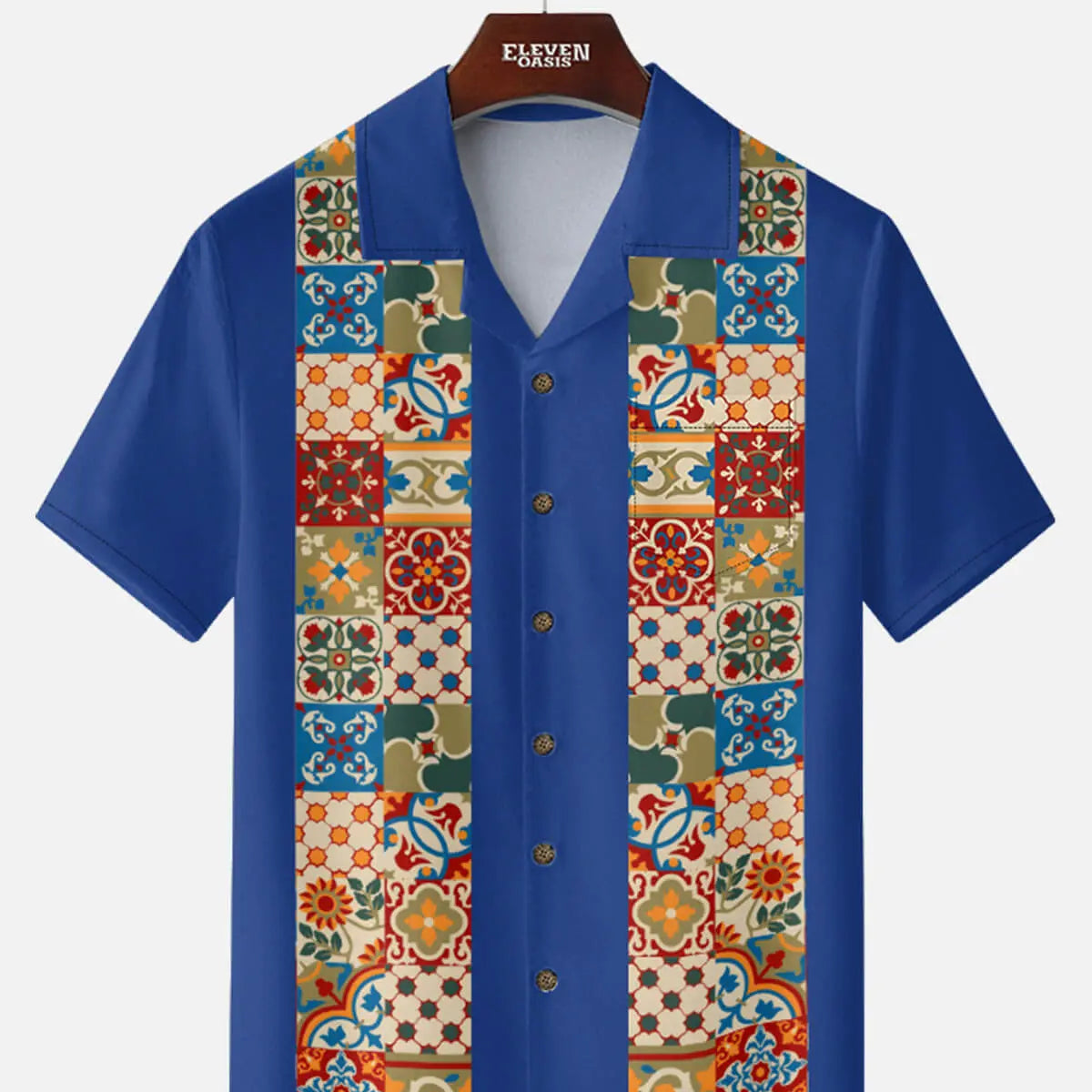 Men's Mosaic Tile Fiesta Short Sleeve Shirt ElevenOasis