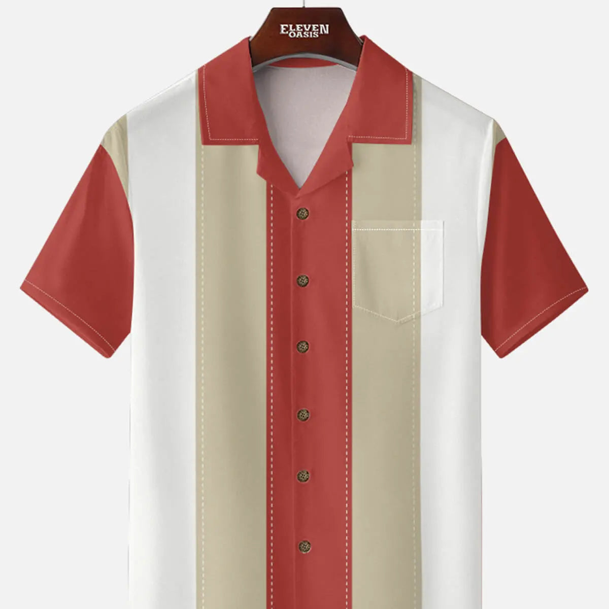 Men's Classic Contrast Panel Short Sleeve Shirt Eleven Oasis