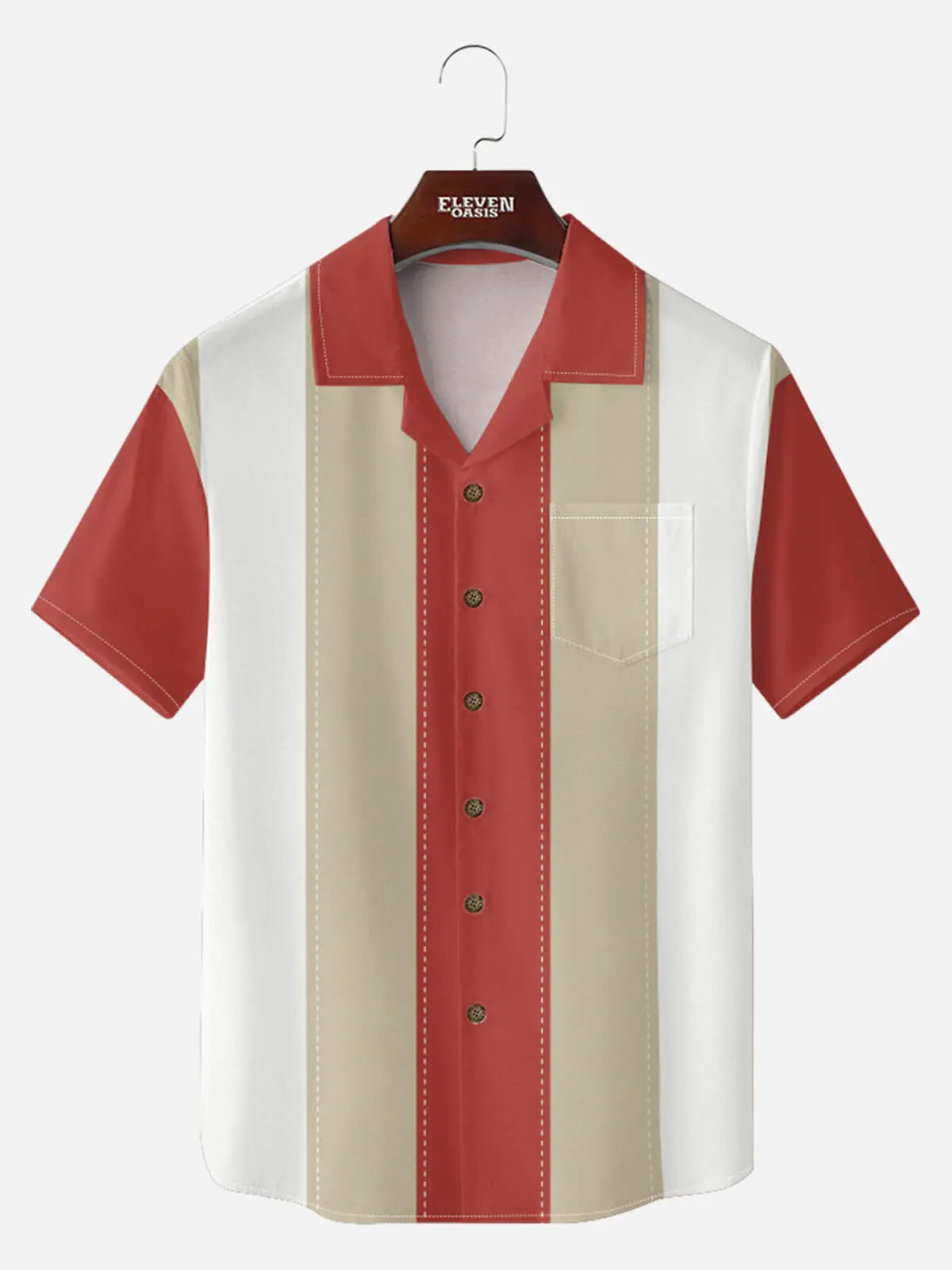 Men's Classic Contrast Panel Short Sleeve Shirt Eleven Oasis