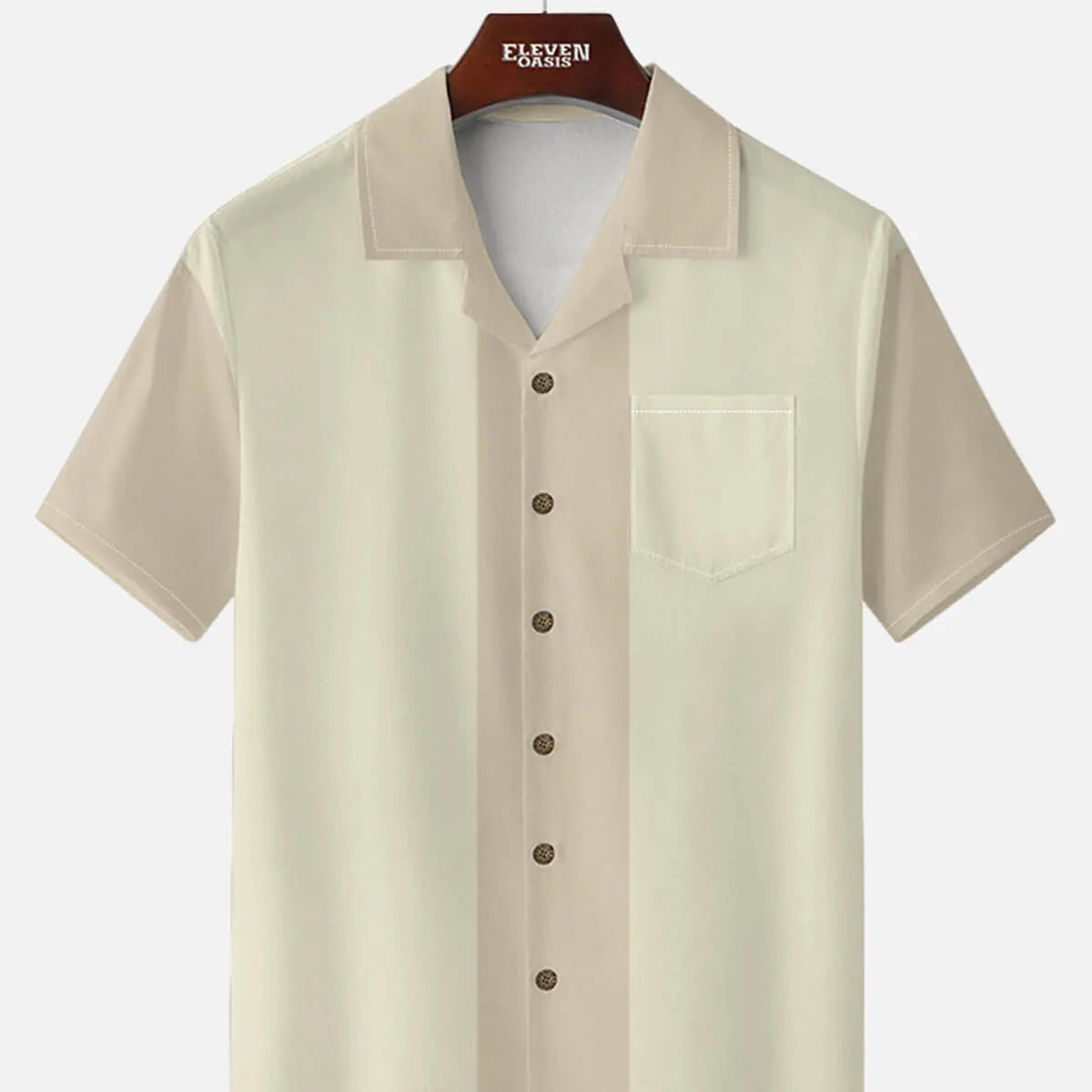 Men's Retro Tonal Panel Short Sleeve Shirt ElevenOasis