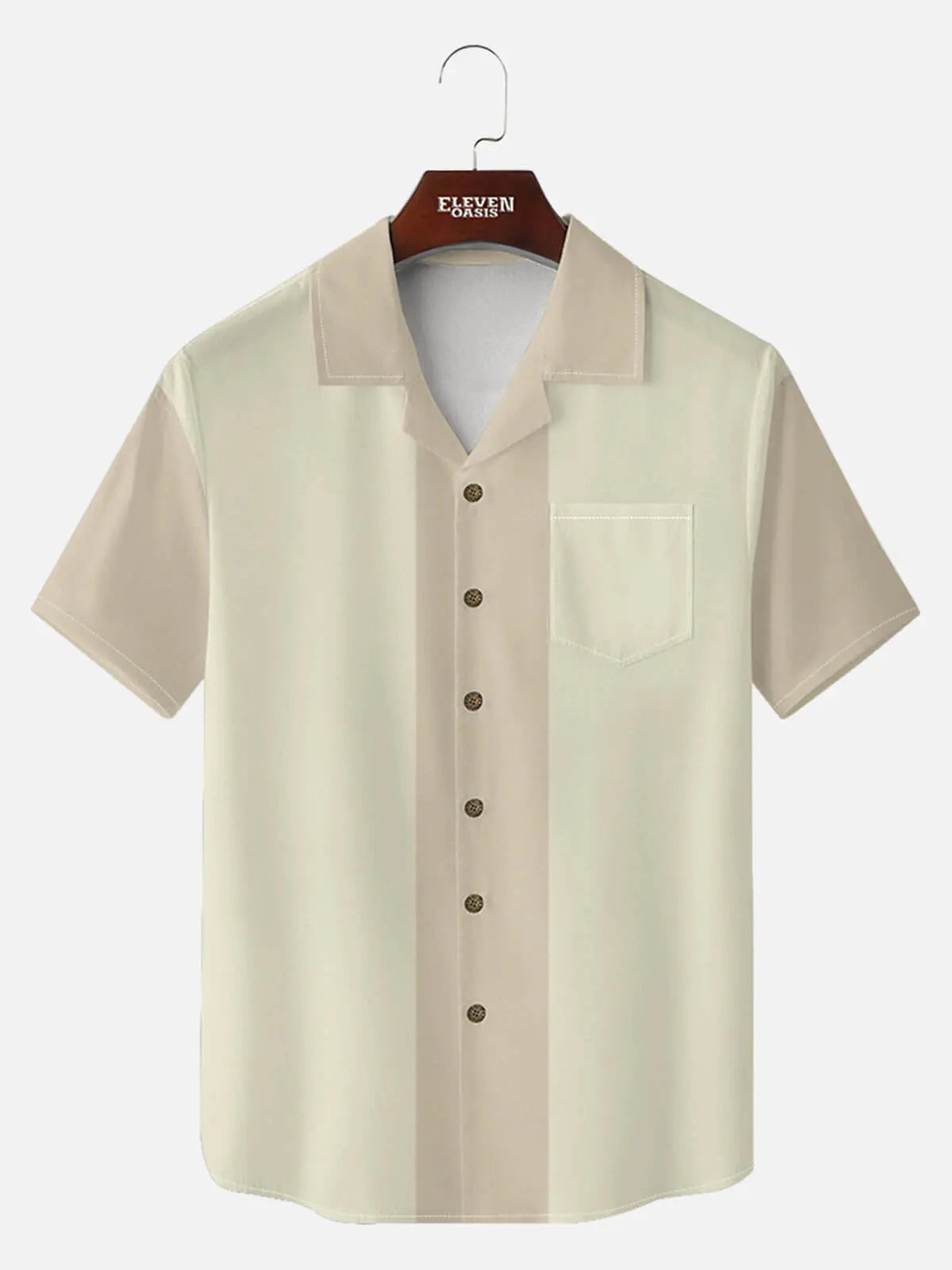 Men's Retro Tonal Panel Short Sleeve Shirt ElevenOasis
