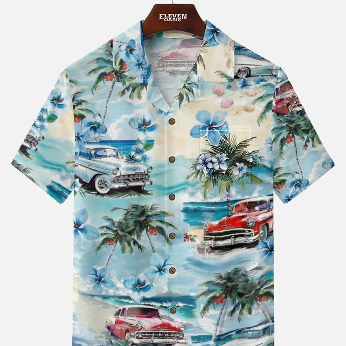Tall Men's Vintage Island Hot Rod Short Sleeve Shirt Eleven Oasis