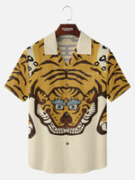 Men's Korean Folk Tiger Short Sleeve Shirt Eleven Oasis