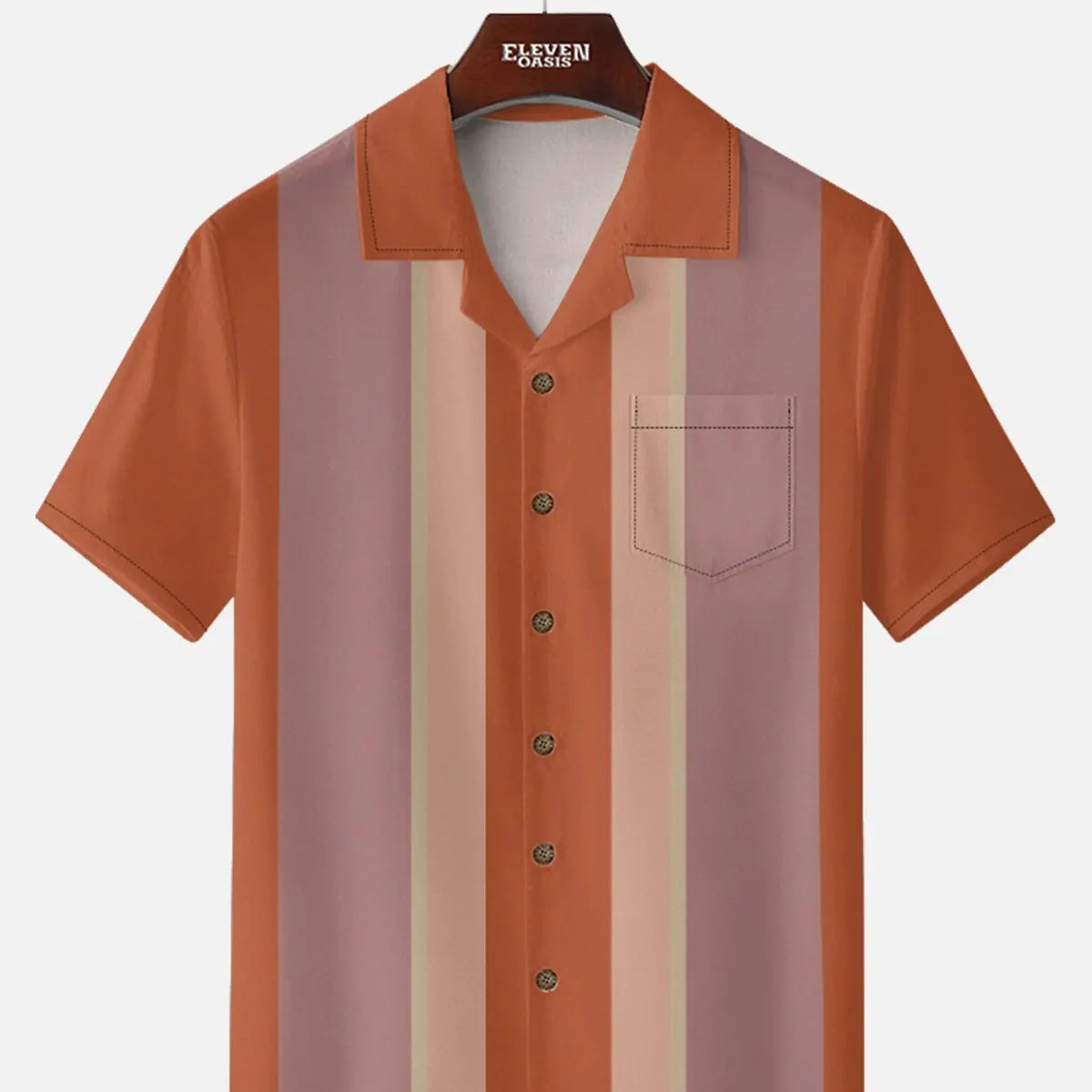 Men's Vintage Panel Camp Collar Short Sleeve Shirt Eleven Oasis