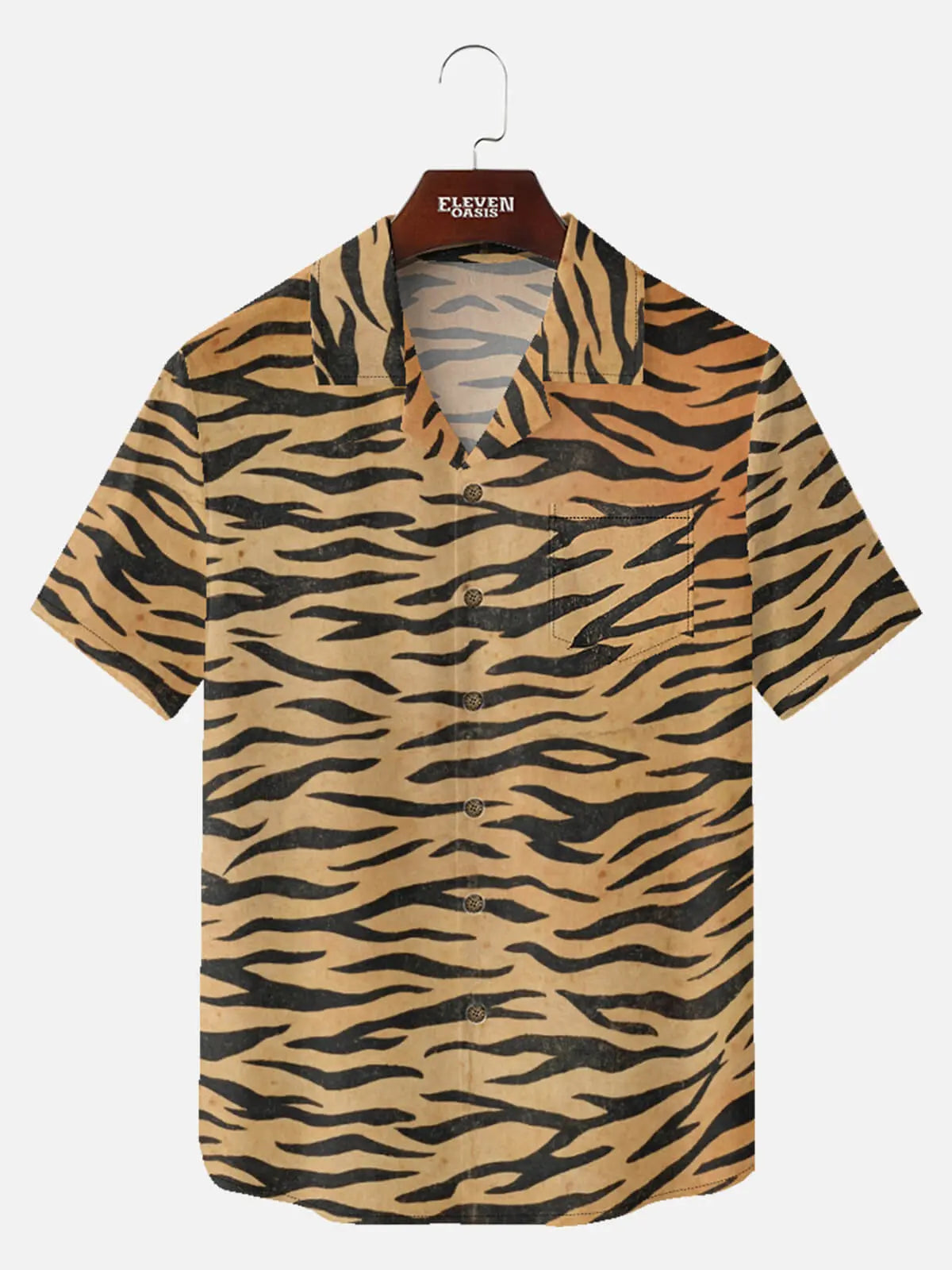 Tall Men's Tiger Print Short Sleeve Shirt Eleven Oasis