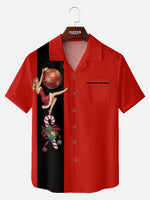 Tall Men's Retro Pin-Up Christmas Short Sleeve Shirt Eleven Oasis