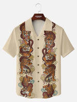 Tall Men's Japanese Tiger & Serpent Column Short Sleeve Shirt Eleven Oasis