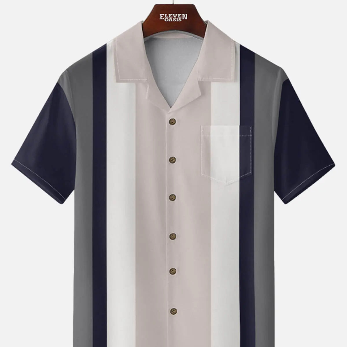 Men's Retro Bold Colorblock Panel Short Sleeve Shirt ElevenOasis