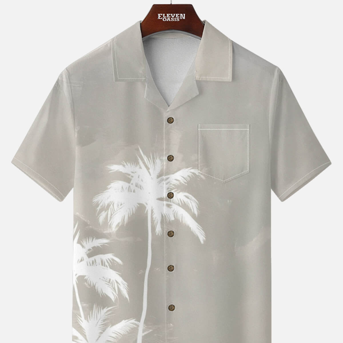 Tall Men's Faded Palm Scene Short Sleeve Shirt Eleven Oasis