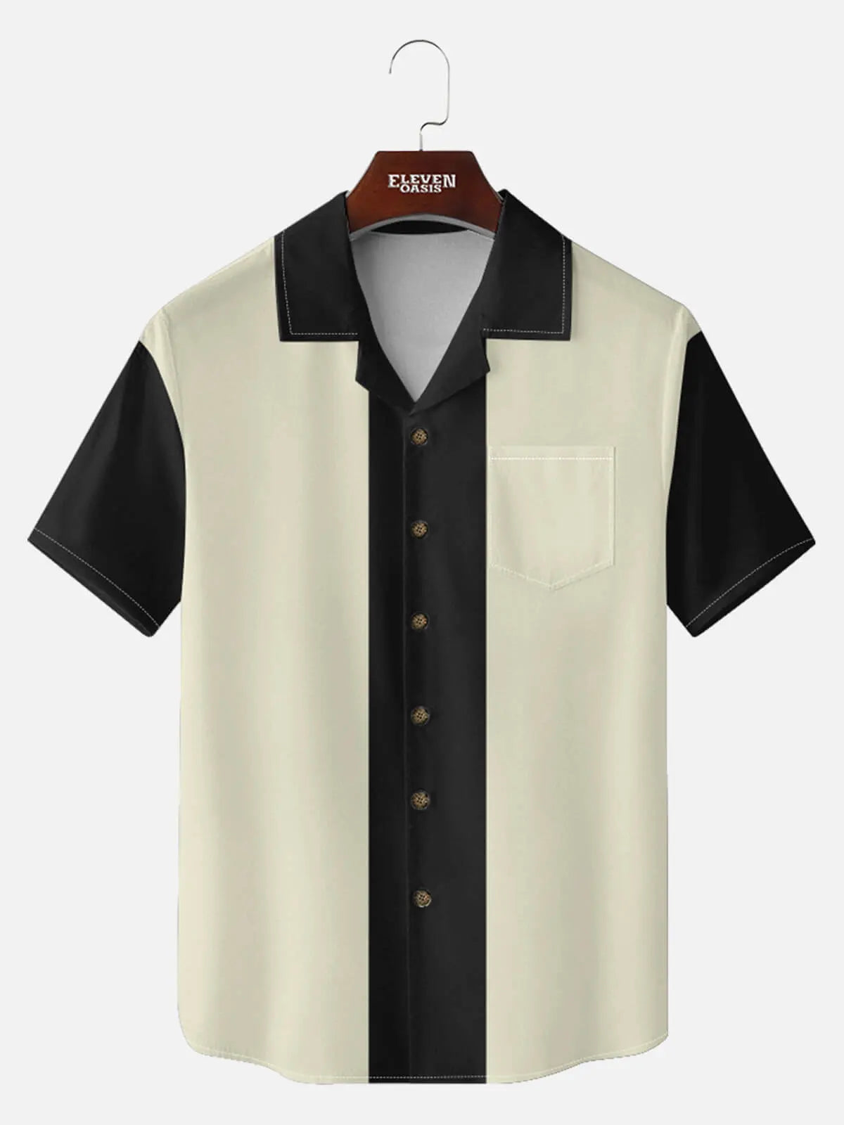 Men's Retro Tonal Panel Short Sleeve Shirt ElevenOasis