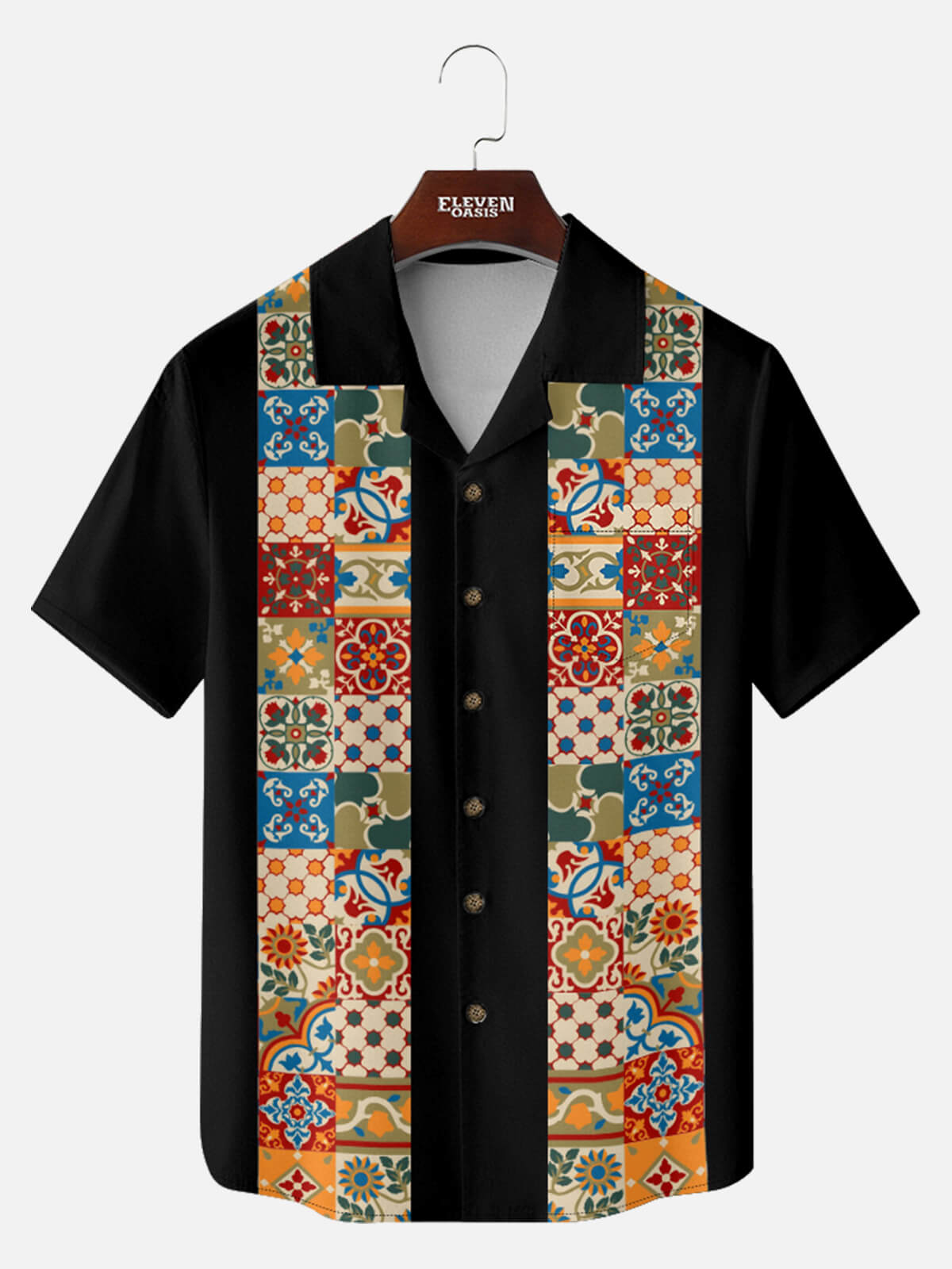 Men's Mosaic Tile Fiesta Short Sleeve Shirt Eleven Oasis