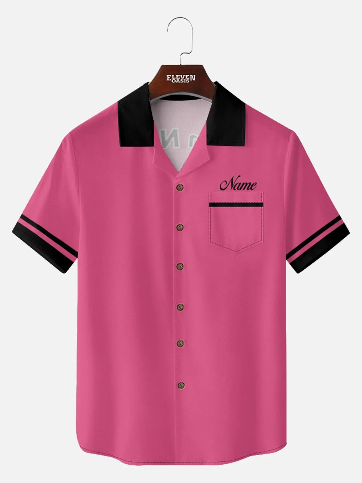 Tall Men's Custom Strike Force Bowling Short Sleeve Shirt Eleven Oasis