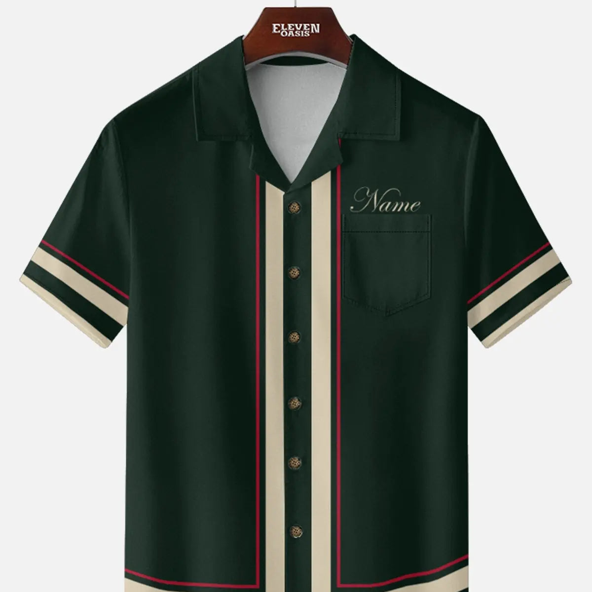 Men's Classic Contrast Trim Customizable Short Sleeve Shirt ElevenOasis