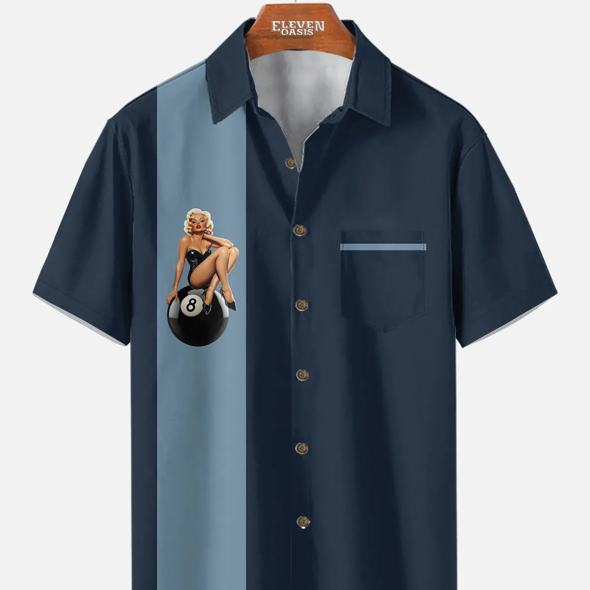 Men's Pin-Up Eight Ball Bowling Short Sleeve Shirt?