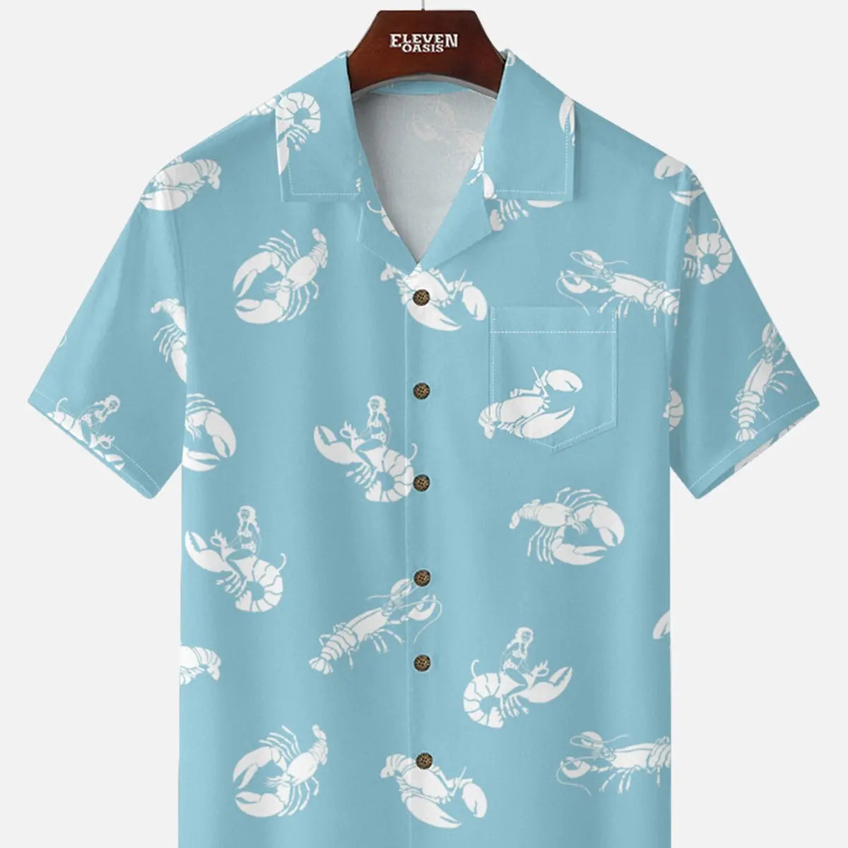 Men's Lobster Pin-Up Short Sleeve Shirt ElevenOasis