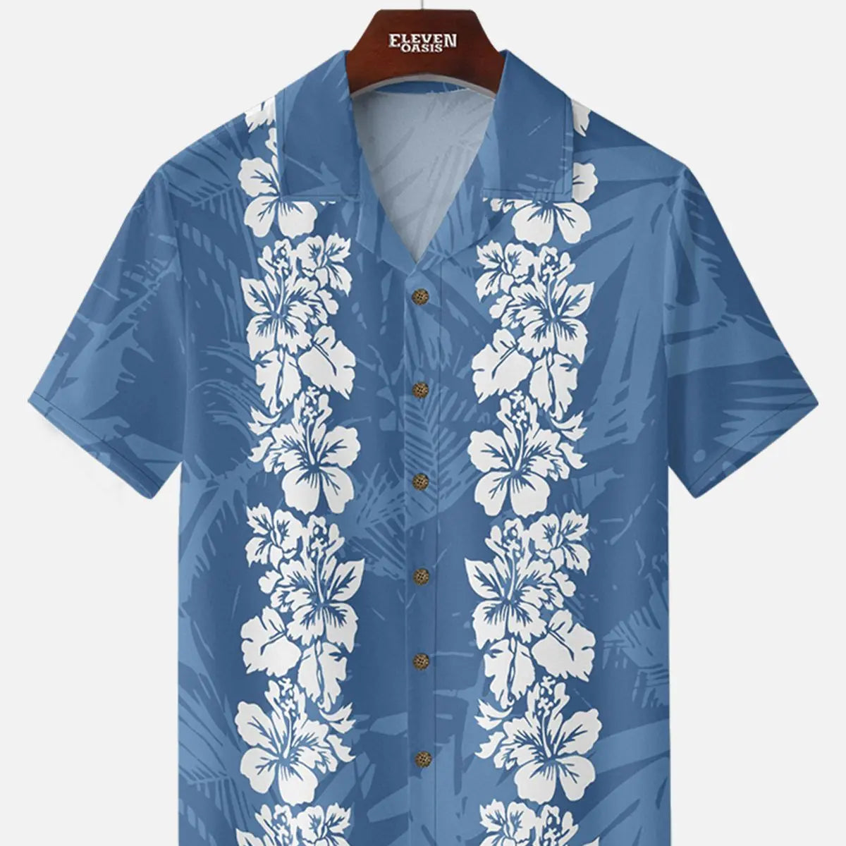 Men's Classic Hibiscus Panel Hawaiian Short Sleeve Shirt ElevenOasis