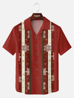 Tall Men's Festive Snowflake Stripe Christmas Short Sleeve Shirt Eleven Oasis