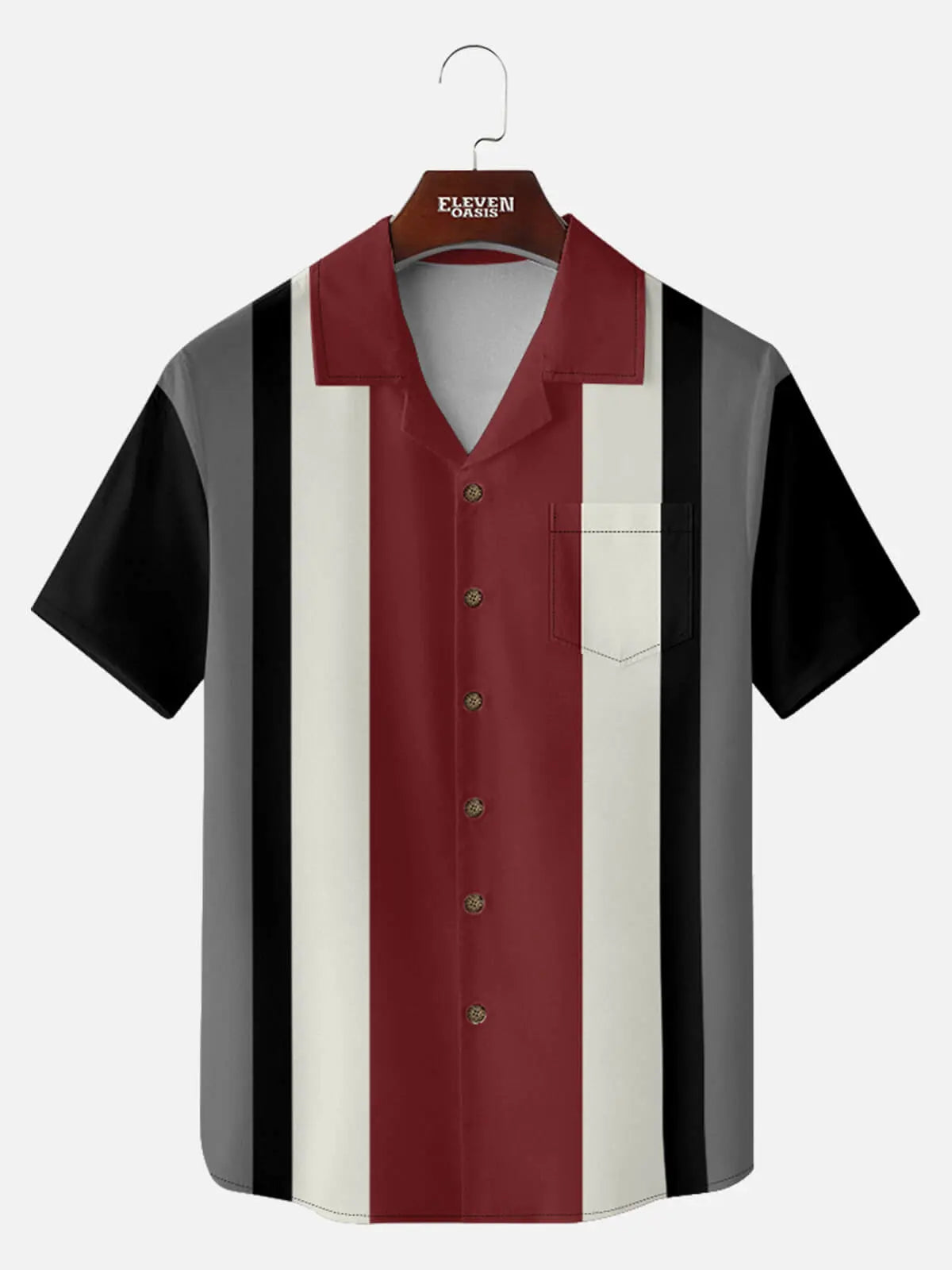 Men's Retro Bold Colorblock Panel Short Sleeve Shirt ElevenOasis