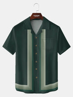 Men's Retro Striped Bowling Short Sleeve Shirt Eleven Oasis