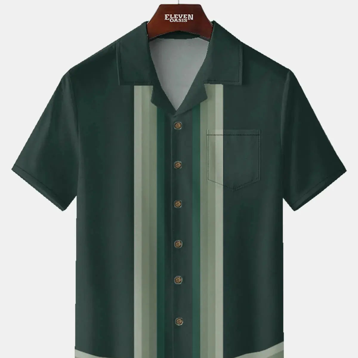 Men's Vintage Panel Camp Collar Short Sleeve Shirt ElevenOasis