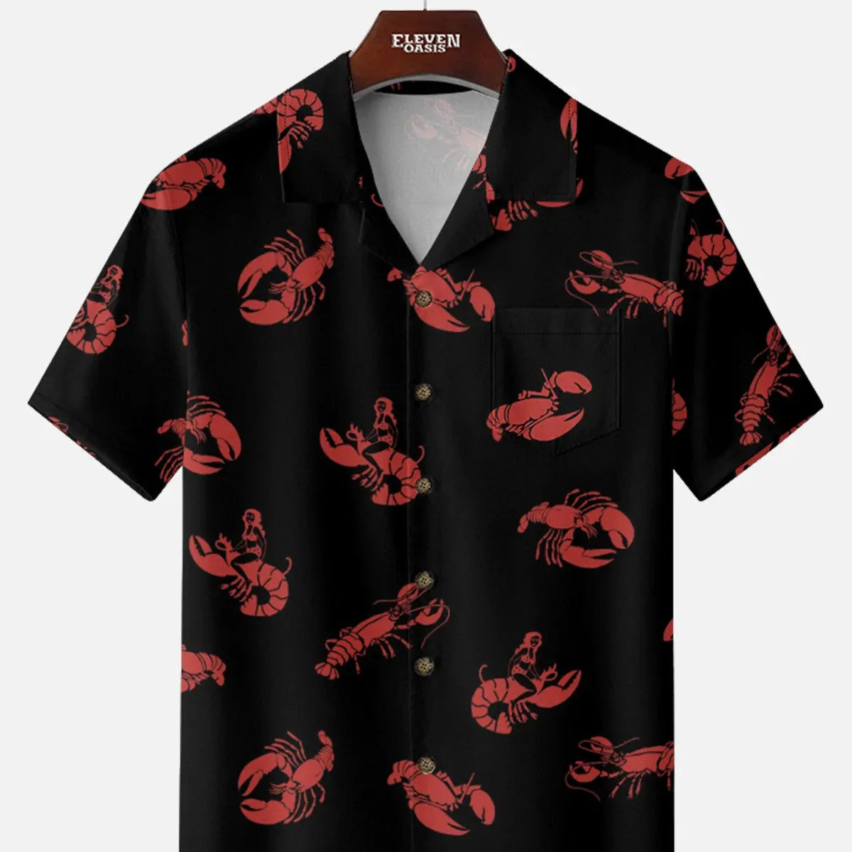 Men's Lobster Pin-Up Short Sleeve Shirt ElevenOasis