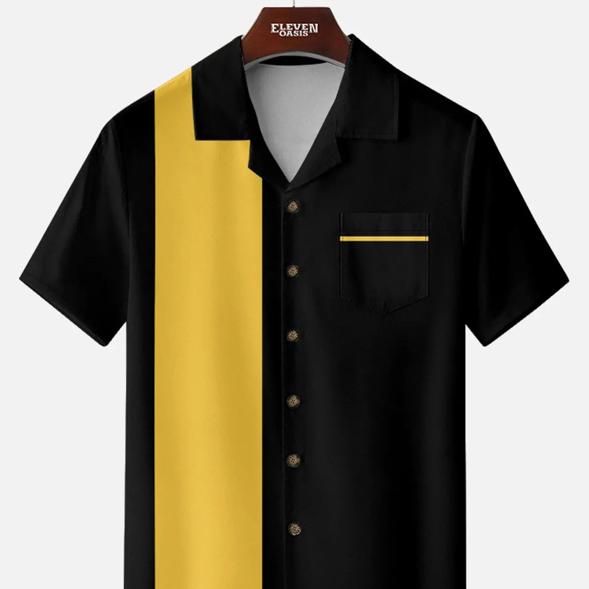 Men's Color Block Panel Short Sleeve Shirt ElevenOasis