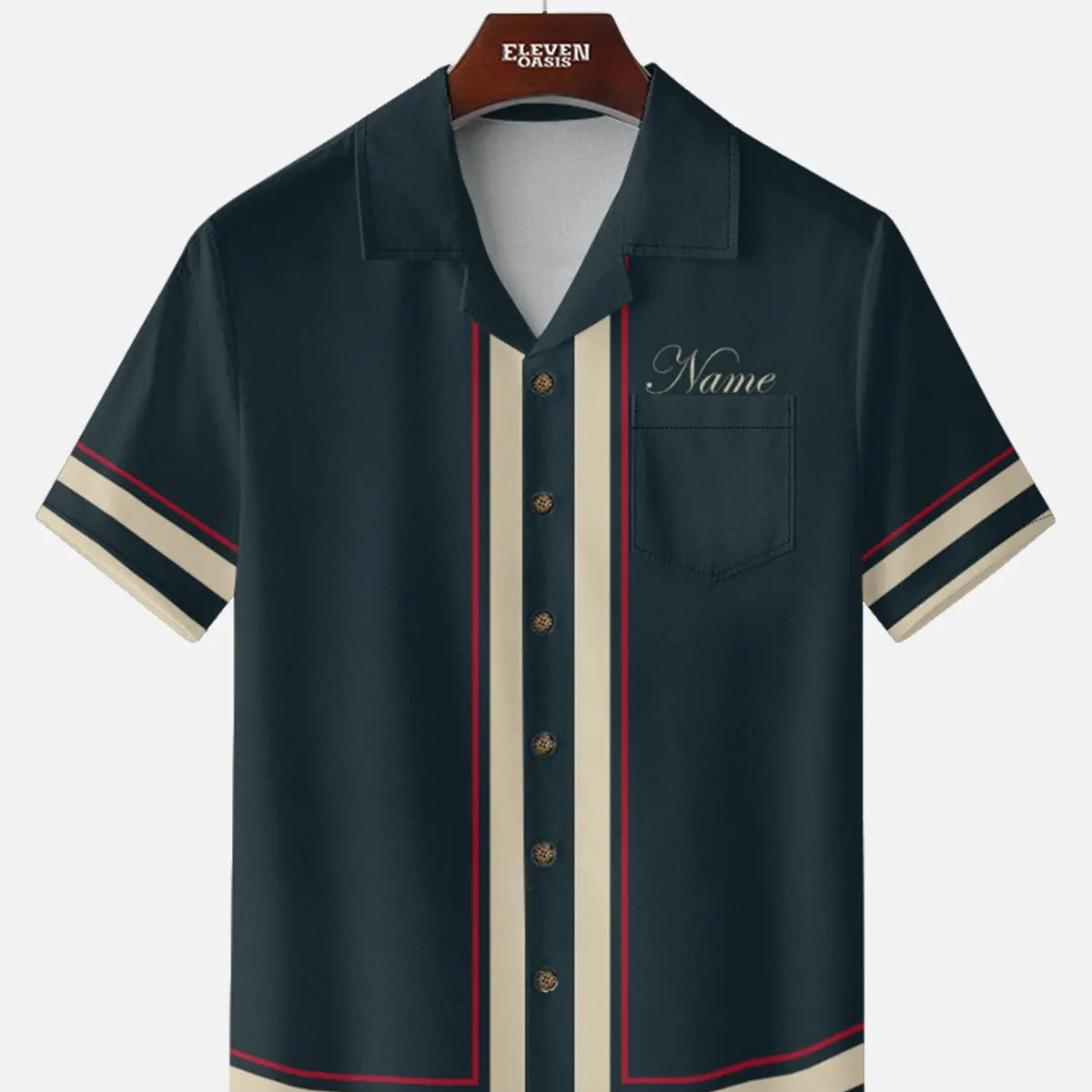 Men's Classic Contrast Trim Customizable Short Sleeve Shirt ElevenOasis