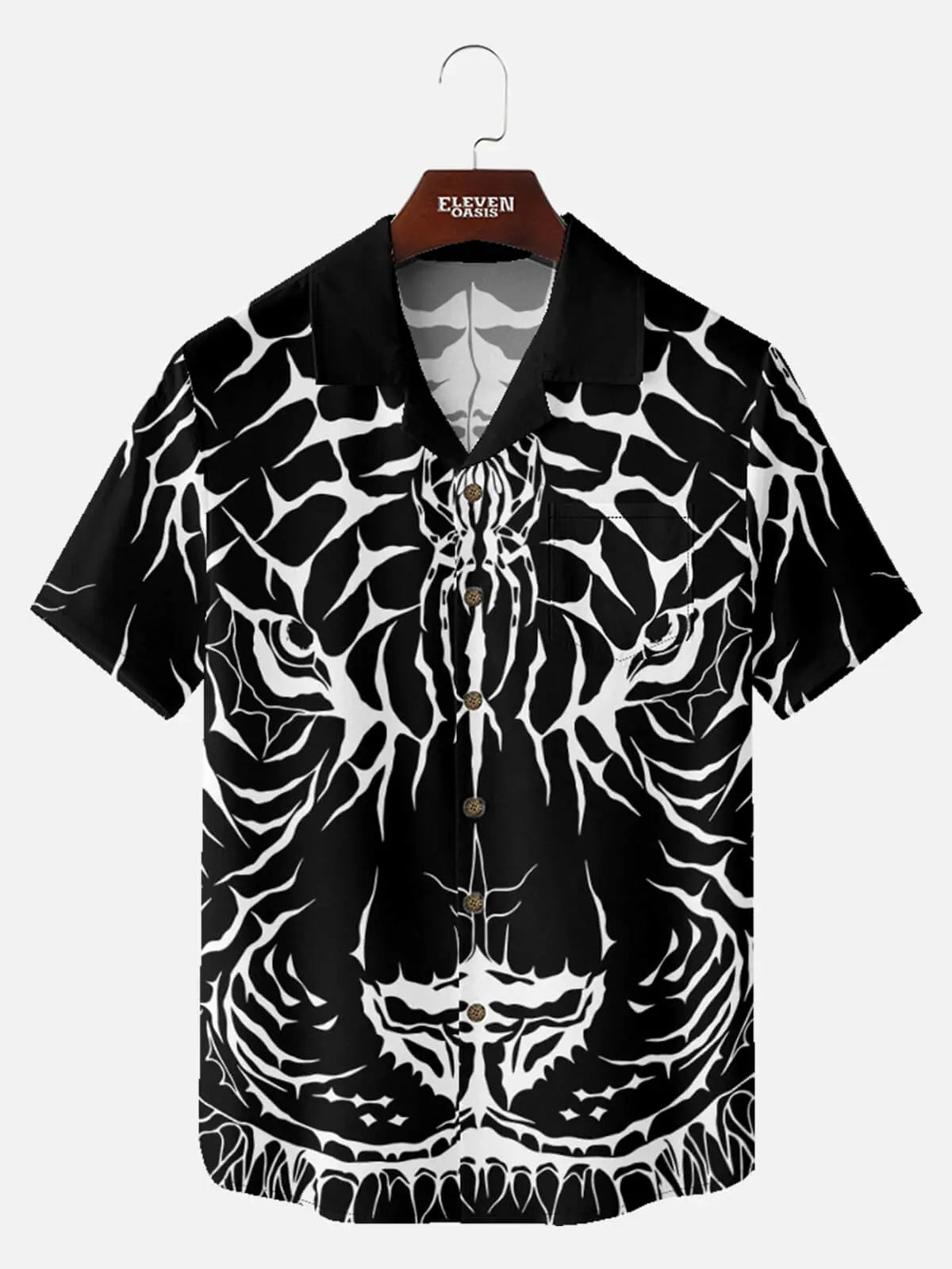 Tall Men's Abstract Tiger & Web Graphic Short Sleeve Shirt Eleven Oasis