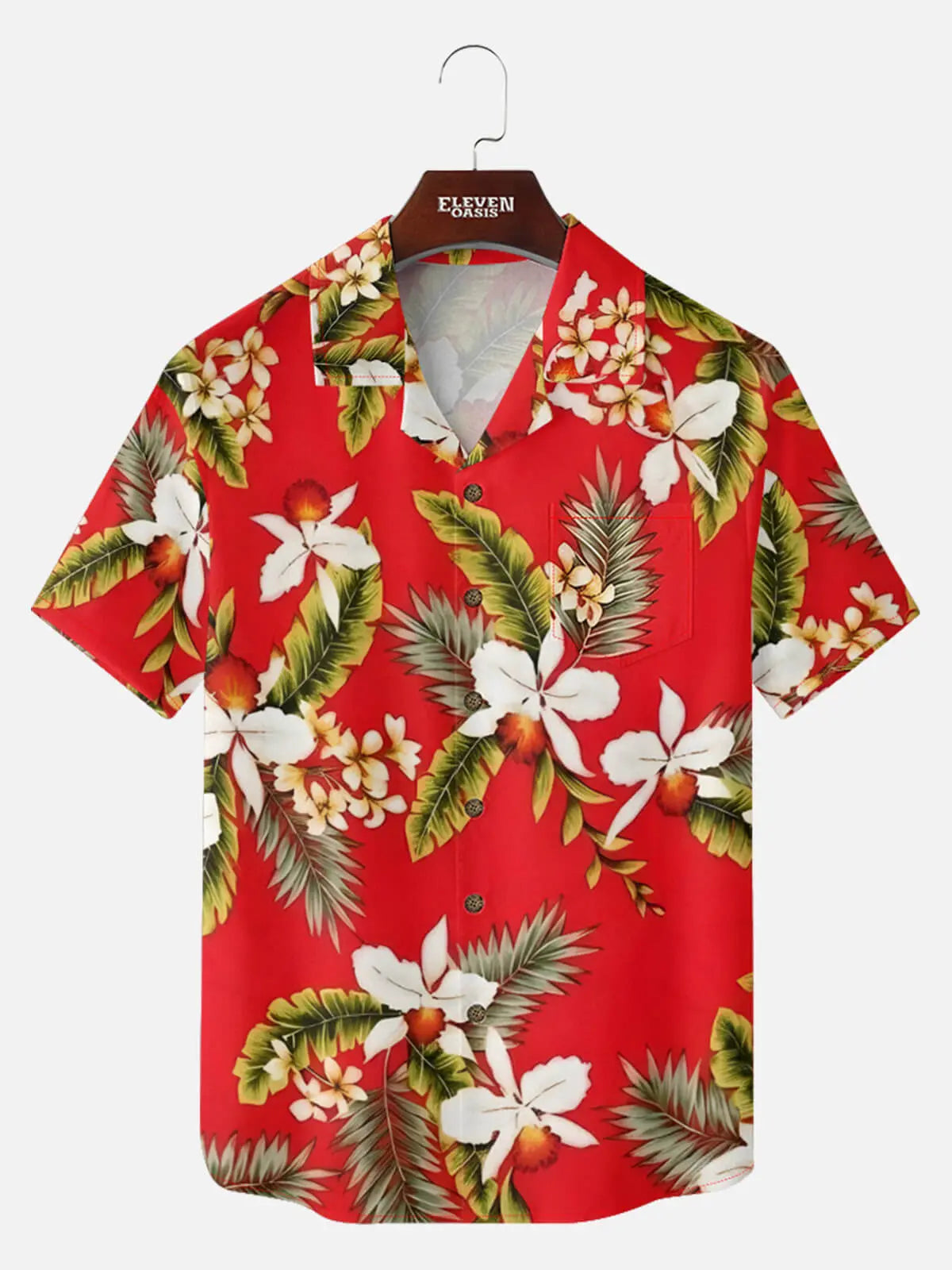 Men's Tropical Orchid Floral Short Sleeve Shirt ElevenOasis