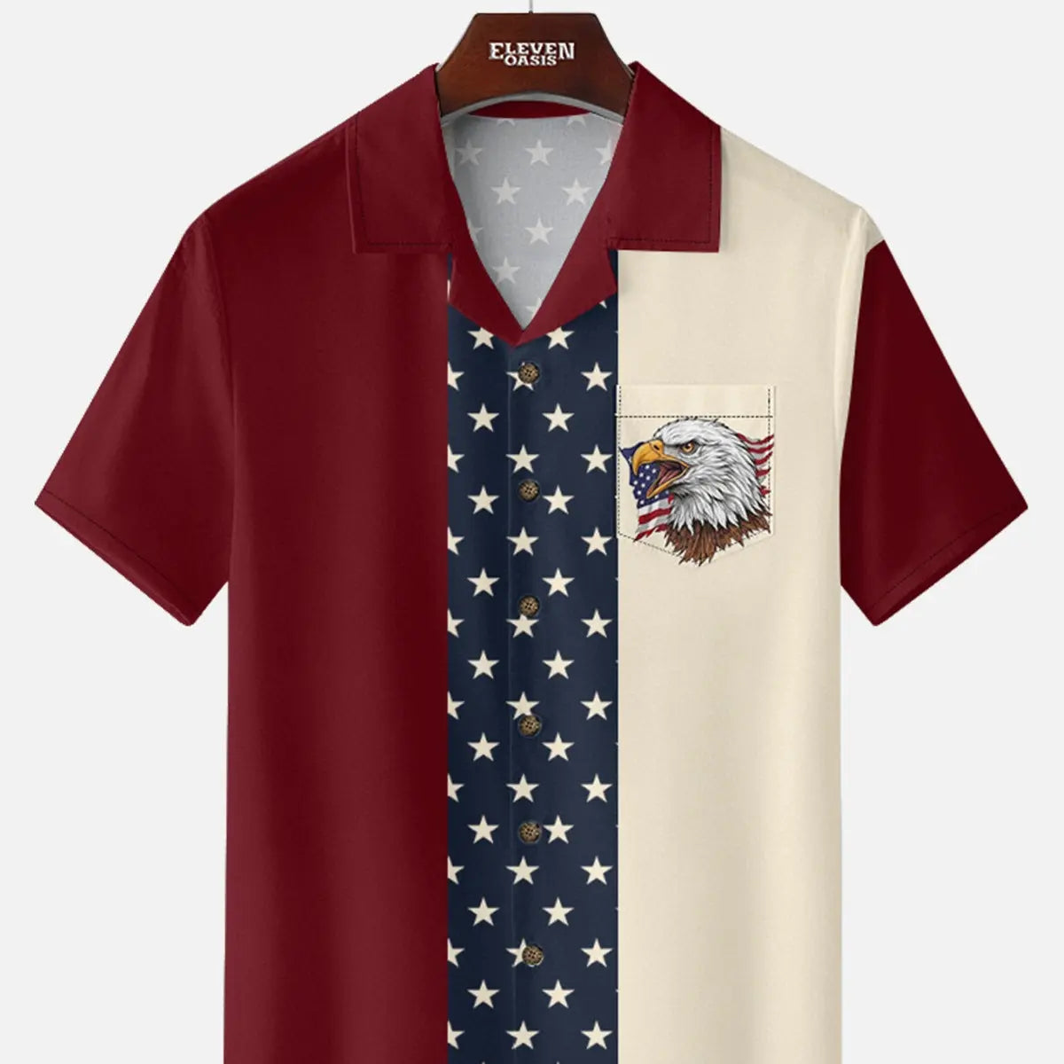 Tall Men's Custom Eagle Americana Short Sleeve Shirt Eleven Oasis