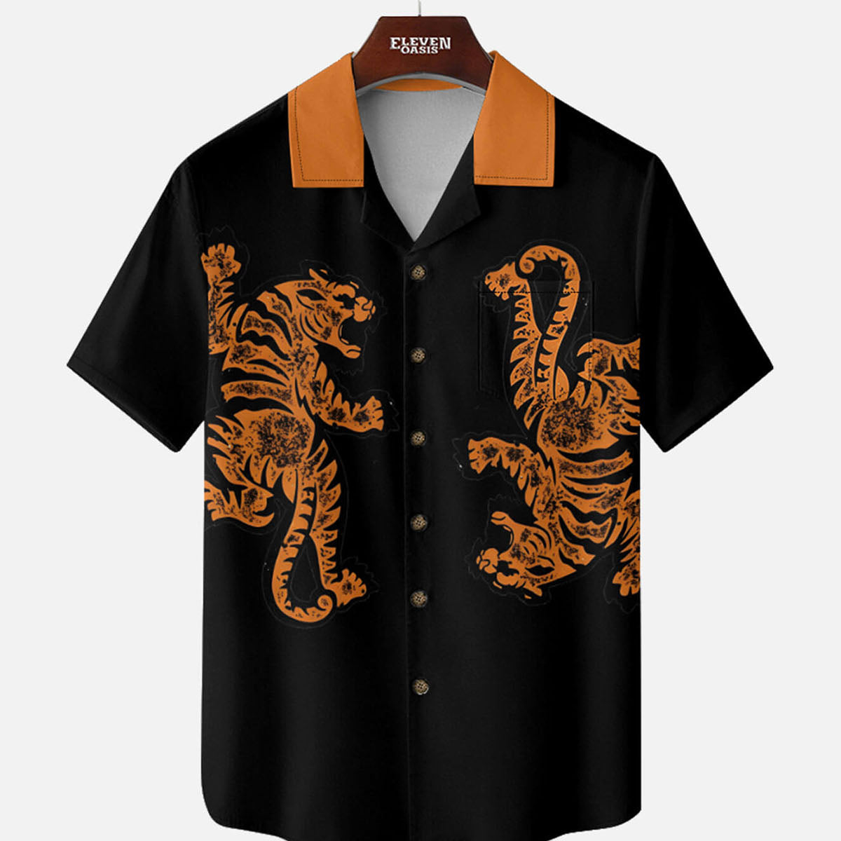 Men's Dual Tiger Graphic Short Sleeve Shirt Eleven Oasis