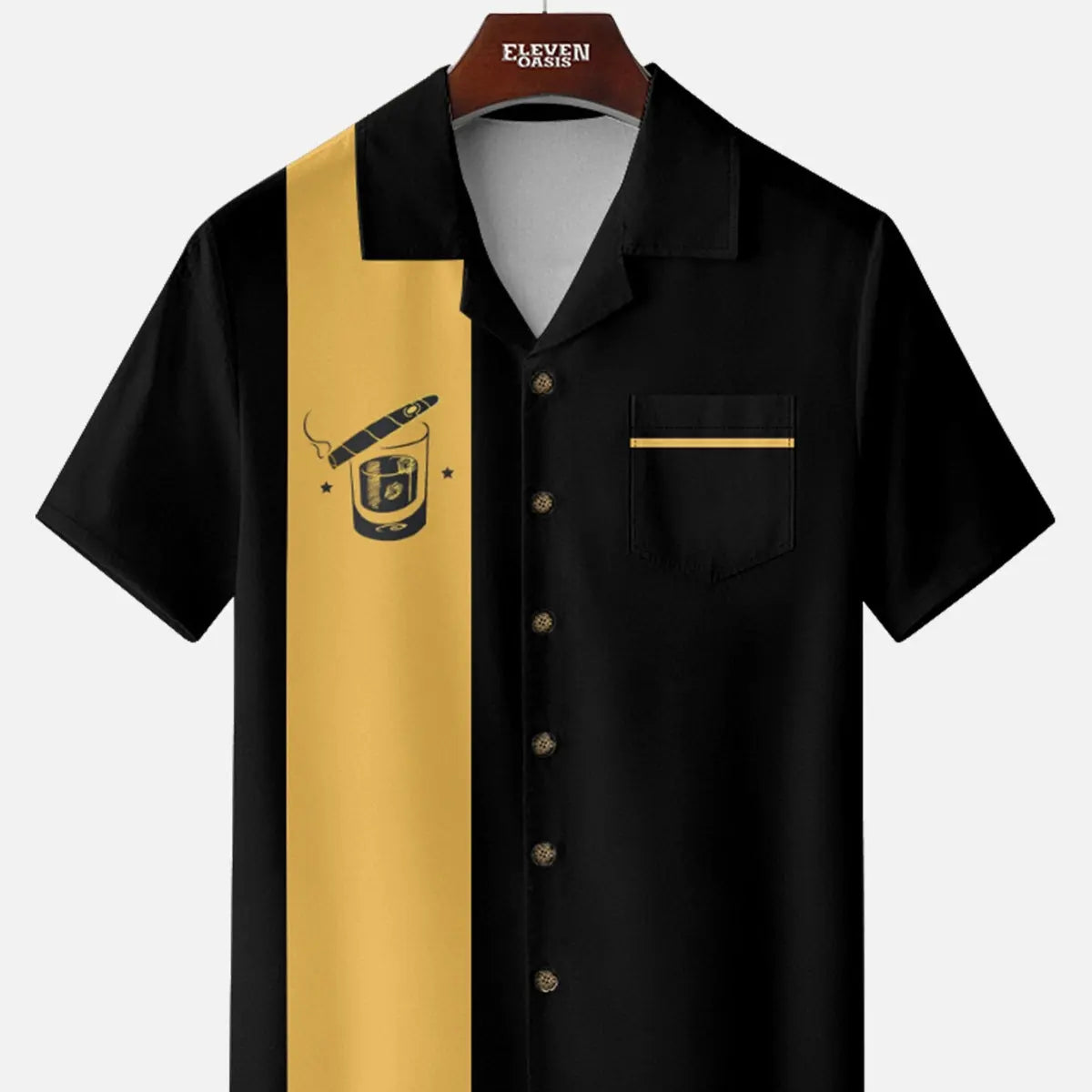Men's Rockabilly Skull Button Down Halloween Short Sleeve Shirt ElevenOasis