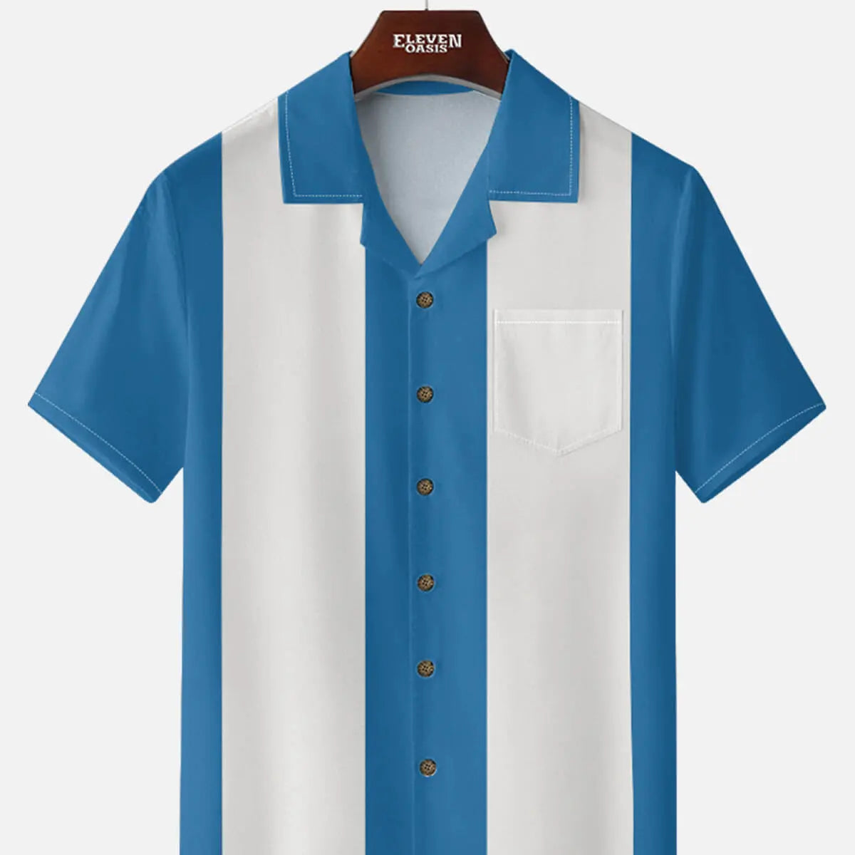 Tall Men's Retro Clean Panel Short Sleeve Shirt Eleven Oasis