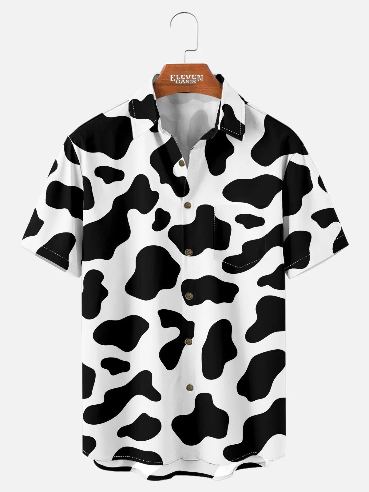 Tall Men's Cow Print Short Sleeve Shirt Eleven Oasis