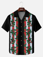 Men's Holly Stripe Christmas Short Sleeve Shirt ElevenOasis