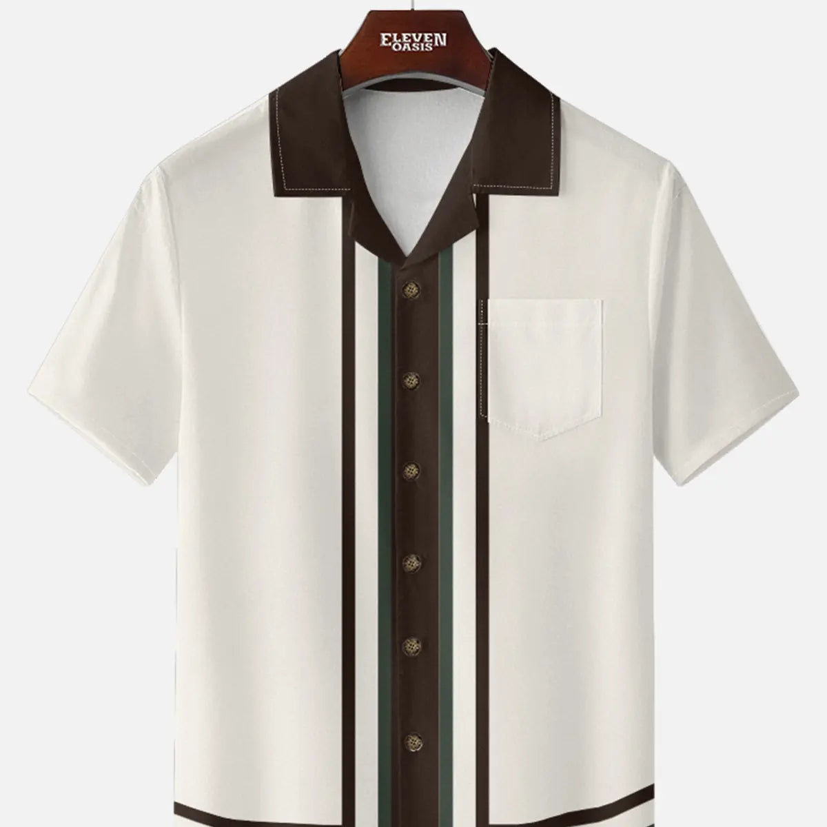 Men's Framed Panel Contrast Collar Short Sleeve Shirt Eleven Oasis