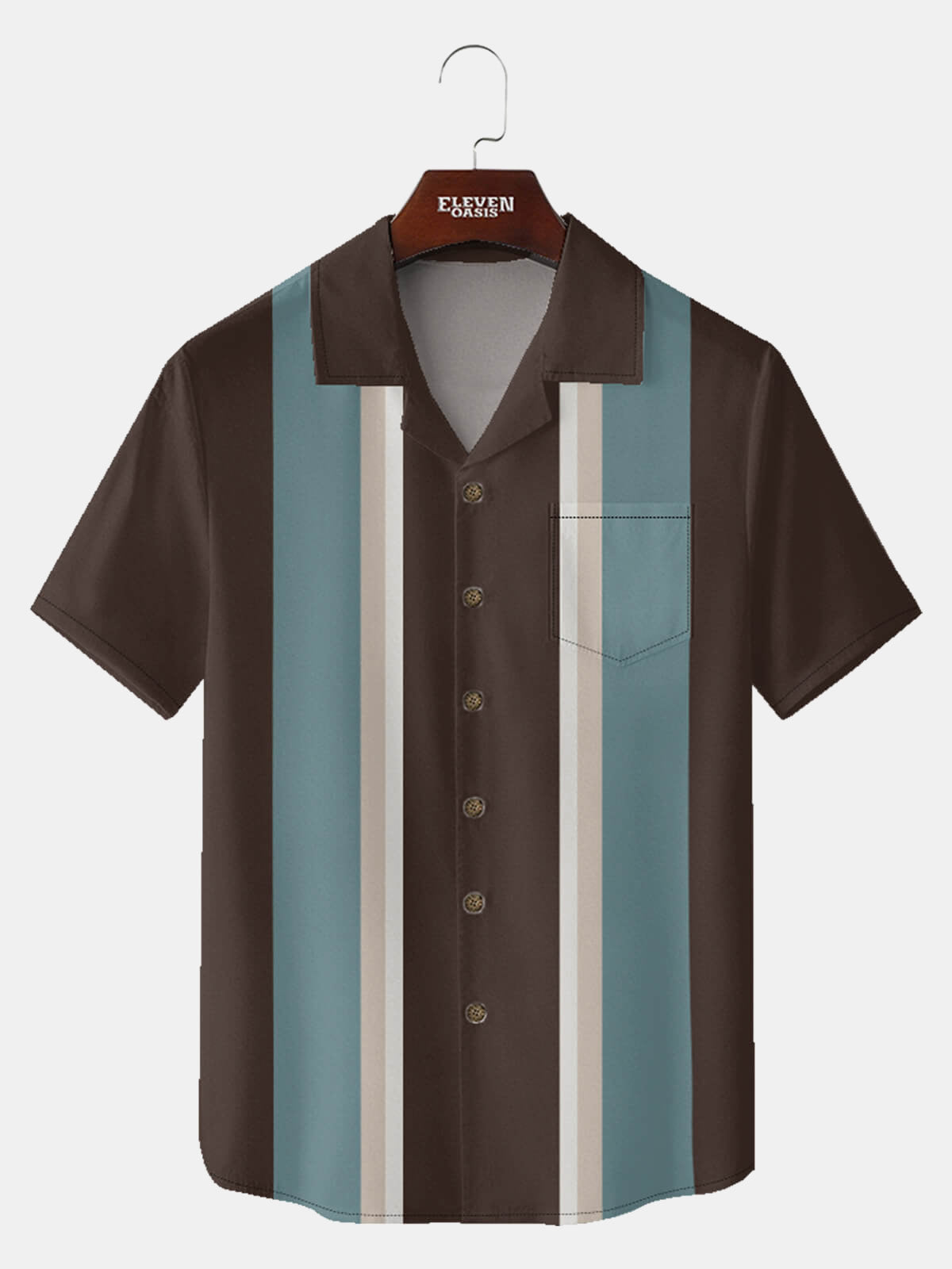 Men's Mid-Century Bowling Short Sleeve Shirt Eleven Oasis