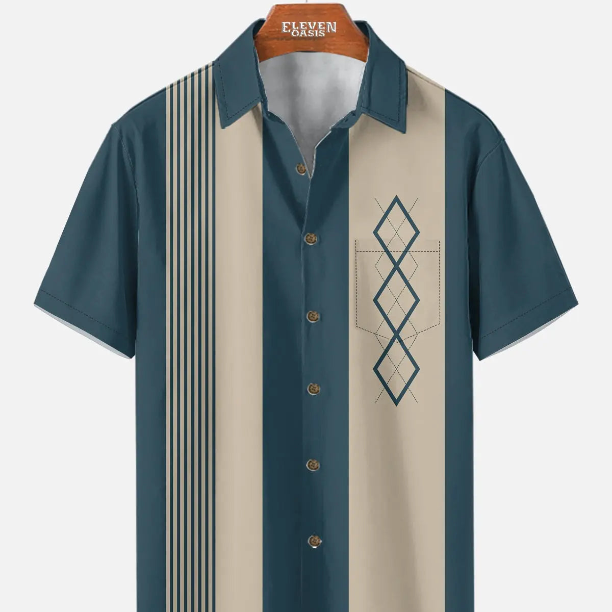 Men's Mid-Century Geometric Short Sleeve Shirt ElevenOasis