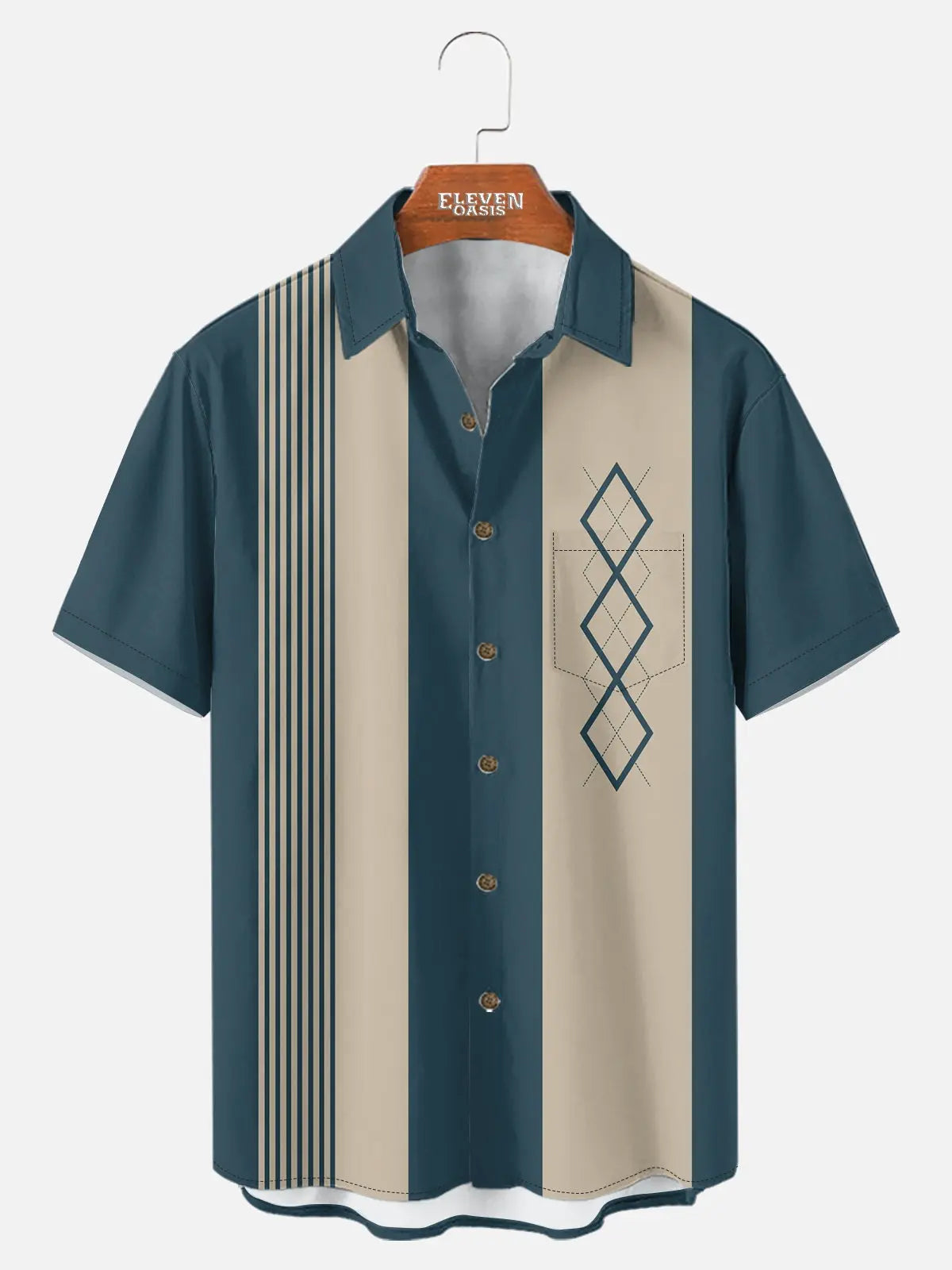 Men's Mid-Century Geometric Short Sleeve Shirt ElevenOasis